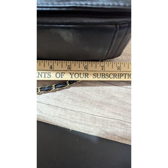 JingPin NvBao Black Faux Leather Biker Jacket Style shoulder Bag Chain Strap - Picture 10 of 11